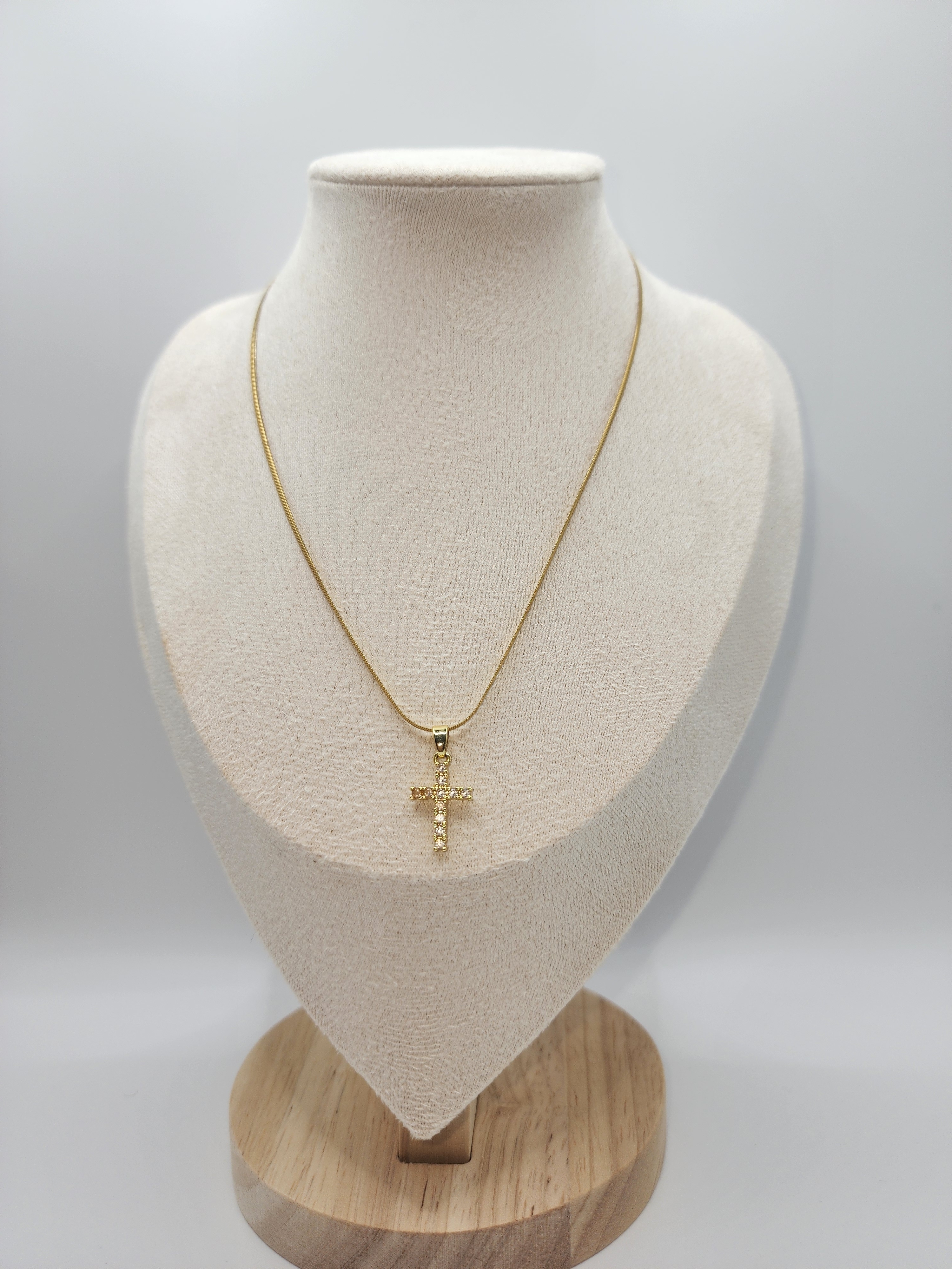 Delicate Gold Cross Pendant Necklace - Unbranded